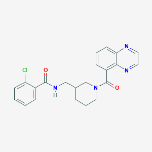 molecular formula C22H21ClN4O2 B3798051 2-chloro-N-{[1-(5-quinoxalinylcarbonyl)-3-piperidinyl]methyl}benzamide 