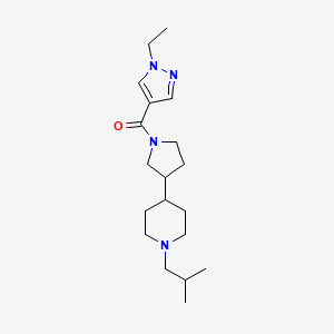 molecular formula C19H32N4O B3798077 (1-Ethylpyrazol-4-yl)-[3-[1-(2-methylpropyl)piperidin-4-yl]pyrrolidin-1-yl]methanone 