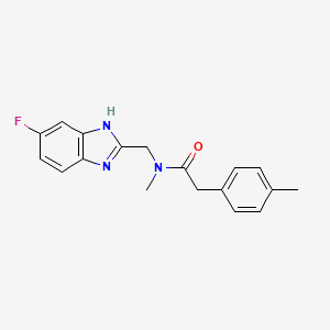 molecular formula C18H18FN3O B3798085 N-[(6-fluoro-1H-benzimidazol-2-yl)methyl]-N-methyl-2-(4-methylphenyl)acetamide 