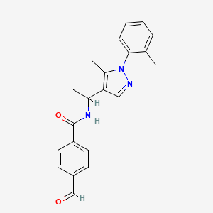 molecular formula C21H21N3O2 B3798102 4-formyl-N-{1-[5-methyl-1-(2-methylphenyl)-1H-pyrazol-4-yl]ethyl}benzamide 