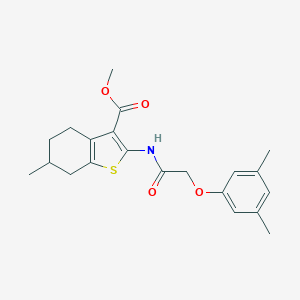 molecular formula C21H25NO4S B379811 Methyl 2-{[(3,5-dimethylphenoxy)acetyl]amino}-6-methyl-4,5,6,7-tetrahydro-1-benzothiophene-3-carboxylate 