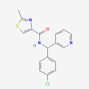 molecular formula C17H14ClN3OS B3798121 N-[(4-chlorophenyl)(pyridin-3-yl)methyl]-2-methyl-1,3-thiazole-4-carboxamide 