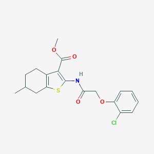 molecular formula C19H20ClNO4S B379813 Methyl 2-{[(2-chlorophenoxy)acetyl]amino}-6-methyl-4,5,6,7-tetrahydro-1-benzothiophene-3-carboxylate 