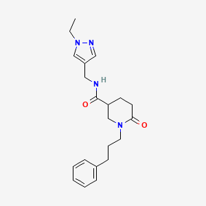 molecular formula C21H28N4O2 B3798131 N-[(1-ethyl-1H-pyrazol-4-yl)methyl]-6-oxo-1-(3-phenylpropyl)-3-piperidinecarboxamide 