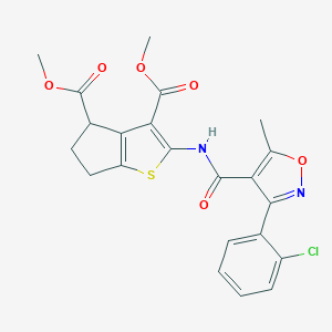 molecular formula C22H19ClN2O6S B379814 dimethyl 2-[[3-(2-chlorophenyl)-5-methyl-1,2-oxazole-4-carbonyl]amino]-5,6-dihydro-4H-cyclopenta[b]thiophene-3,4-dicarboxylate CAS No. 302802-66-0