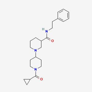 molecular formula C23H33N3O2 B3798174 1-[1-(cyclopropanecarbonyl)piperidin-4-yl]-N-(2-phenylethyl)piperidine-3-carboxamide 