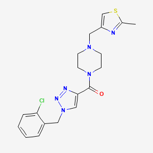 molecular formula C19H21ClN6OS B3798177 1-{[1-(2-chlorobenzyl)-1H-1,2,3-triazol-4-yl]carbonyl}-4-[(2-methyl-1,3-thiazol-4-yl)methyl]piperazine 