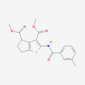 molecular formula C19H19NO5S B379819 dimethyl 2-[(3-methylbenzoyl)amino]-5,6-dihydro-4H-cyclopenta[b]thiophene-3,4-dicarboxylate CAS No. 302577-49-7
