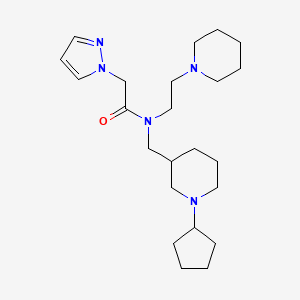 molecular formula C23H39N5O B3798242 N-[(1-cyclopentyl-3-piperidinyl)methyl]-N-[2-(1-piperidinyl)ethyl]-2-(1H-pyrazol-1-yl)acetamide 