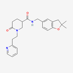 N-[(2,2-dimethyl-2,3-dihydro-1-benzofuran-5-yl)methyl]-6-oxo-1-[2-(2-pyridinyl)ethyl]-3-piperidinecarboxamide