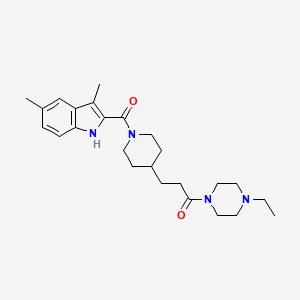 molecular formula C25H36N4O2 B3798270 2-({4-[3-(4-ethyl-1-piperazinyl)-3-oxopropyl]-1-piperidinyl}carbonyl)-3,5-dimethyl-1H-indole 