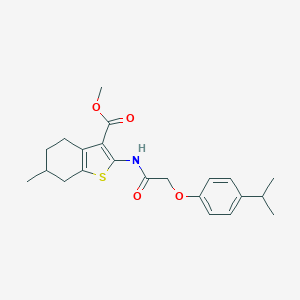 molecular formula C22H27NO4S B379829 Methyl 2-{[(4-isopropylphenoxy)acetyl]amino}-6-methyl-4,5,6,7-tetrahydro-1-benzothiophene-3-carboxylate 