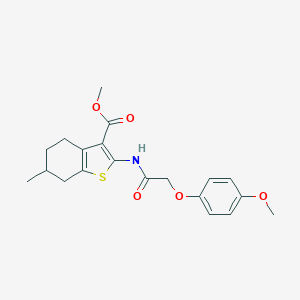 molecular formula C20H23NO5S B379831 Methyl 2-{[(4-methoxyphenoxy)acetyl]amino}-6-methyl-4,5,6,7-tetrahydro-1-benzothiophene-3-carboxylate 