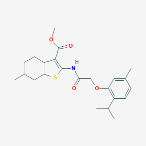 molecular formula C23H29NO4S B379832 Methyl 6-methyl-2-[[2-(5-methyl-2-propan-2-ylphenoxy)acetyl]amino]-4,5,6,7-tetrahydro-1-benzothiophene-3-carboxylate CAS No. 302576-97-2