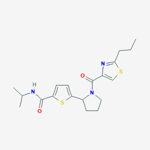 N-propan-2-yl-5-[1-(2-propyl-1,3-thiazole-4-carbonyl)pyrrolidin-2-yl]thiophene-2-carboxamide