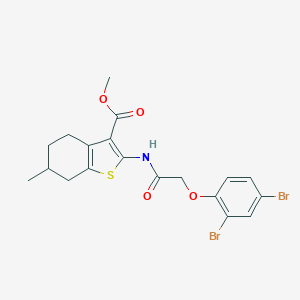 molecular formula C19H19Br2NO4S B379833 Methyl 2-{[(2,4-dibromophenoxy)acetyl]amino}-6-methyl-4,5,6,7-tetrahydro-1-benzothiophene-3-carboxylate 