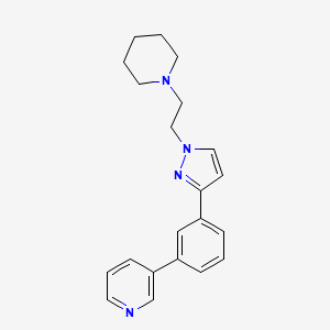 molecular formula C21H24N4 B3798333 3-(3-{1-[2-(1-piperidinyl)ethyl]-1H-pyrazol-3-yl}phenyl)pyridine 