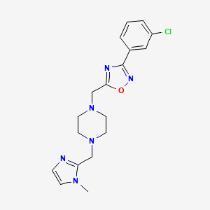 molecular formula C18H21ClN6O B3798352 1-{[3-(3-chlorophenyl)-1,2,4-oxadiazol-5-yl]methyl}-4-[(1-methyl-1H-imidazol-2-yl)methyl]piperazine 