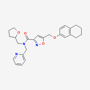 molecular formula C26H29N3O4 B3798358 N-(2-pyridinylmethyl)-N-(tetrahydro-2-furanylmethyl)-5-[(5,6,7,8-tetrahydro-2-naphthalenyloxy)methyl]-3-isoxazolecarboxamide 