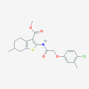 molecular formula C20H22ClNO4S B379839 Methyl 2-{[(4-chloro-3-methylphenoxy)acetyl]amino}-6-methyl-4,5,6,7-tetrahydro-1-benzothiophene-3-carboxylate 