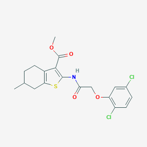 molecular formula C19H19Cl2NO4S B379840 Methyl 2-{[(2,5-dichlorophenoxy)acetyl]amino}-6-methyl-4,5,6,7-tetrahydro-1-benzothiophene-3-carboxylate 