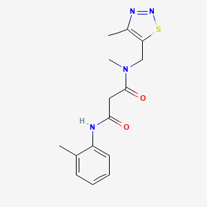 molecular formula C15H18N4O2S B3798405 N-methyl-N'-(2-methylphenyl)-N-[(4-methyl-1,2,3-thiadiazol-5-yl)methyl]malonamide 