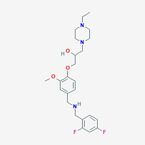 molecular formula C24H33F2N3O3 B3798419 1-[4-[[(2,4-Difluorophenyl)methylamino]methyl]-2-methoxyphenoxy]-3-(4-ethylpiperazin-1-yl)propan-2-ol 