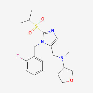 molecular formula C19H26FN3O3S B3798450 N-{[1-(2-fluorobenzyl)-2-(isopropylsulfonyl)-1H-imidazol-5-yl]methyl}-N-methyltetrahydro-3-furanamine 