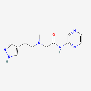 molecular formula C12H16N6O B3798472 2-{methyl[2-(1H-pyrazol-4-yl)ethyl]amino}-N-pyrazin-2-ylacetamide 