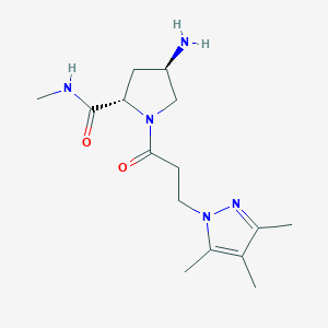 molecular formula C15H25N5O2 B3798473 (4R)-4-amino-N-methyl-1-[3-(3,4,5-trimethyl-1H-pyrazol-1-yl)propanoyl]-L-prolinamide 