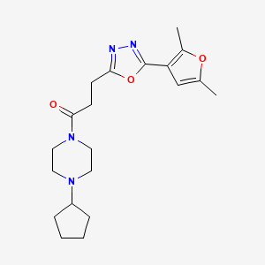 1-cyclopentyl-4-{3-[5-(2,5-dimethyl-3-furyl)-1,3,4-oxadiazol-2-yl]propanoyl}piperazine