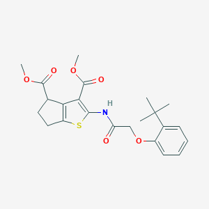 molecular formula C23H27NO6S B379856 dimethyl 2-{[(2-tert-butylphenoxy)acetyl]amino}-5,6-dihydro-4H-cyclopenta[b]thiophene-3,4-dicarboxylate CAS No. 302802-82-0