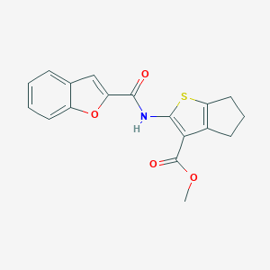 molecular formula C18H15NO4S B379857 methyl 2-[(1-benzofuran-2-ylcarbonyl)amino]-5,6-dihydro-4H-cyclopenta[b]thiophene-3-carboxylate CAS No. 302803-17-4