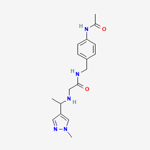 molecular formula C17H23N5O2 B3798582 N-[4-(acetylamino)benzyl]-2-{[1-(1-methyl-1H-pyrazol-4-yl)ethyl]amino}acetamide 