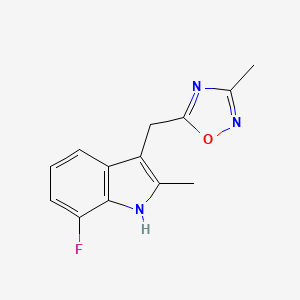 molecular formula C13H12FN3O B3798590 5-[(7-fluoro-2-methyl-1H-indol-3-yl)methyl]-3-methyl-1,2,4-oxadiazole 