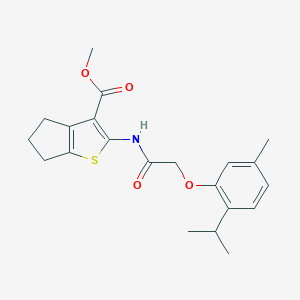 molecular formula C21H25NO4S B379861 methyl 2-{[(2-isopropyl-5-methylphenoxy)acetyl]amino}-5,6-dihydro-4H-cyclopenta[b]thiophene-3-carboxylate 
