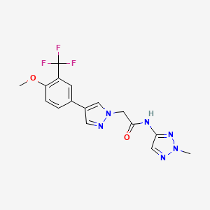 molecular formula C16H15F3N6O2 B3798613 2-{4-[4-甲氧基-3-(三氟甲基)苯基]-1H-吡唑-1-基}-N-(2-甲基-2H-1,2,3-三唑-4-基)乙酰胺 