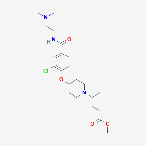 molecular formula C22H34ClN3O4 B3798630 methyl 4-{4-[2-chloro-4-({[2-(dimethylamino)ethyl]amino}carbonyl)phenoxy]-1-piperidinyl}pentanoate 