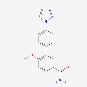 molecular formula C17H15N3O2 B3798672 6-methoxy-4'-(1H-pyrazol-1-yl)biphenyl-3-carboxamide 