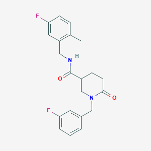 molecular formula C21H22F2N2O2 B3798702 1-(3-fluorobenzyl)-N-(5-fluoro-2-methylbenzyl)-6-oxo-3-piperidinecarboxamide 