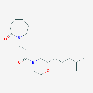 molecular formula C19H34N2O3 B3798714 1-{3-[2-(4-methylpentyl)-4-morpholinyl]-3-oxopropyl}-2-azepanone 