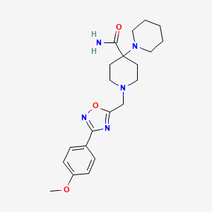 molecular formula C21H29N5O3 B3798735 1'-{[3-(4-methoxyphenyl)-1,2,4-oxadiazol-5-yl]methyl}-1,4'-bipiperidine-4'-carboxamide 