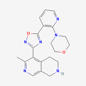 molecular formula C20H22N6O2 B3798748 6-methyl-5-{5-[2-(4-morpholinyl)-3-pyridinyl]-1,2,4-oxadiazol-3-yl}-1,2,3,4-tetrahydro-2,7-naphthyridine bis(trifluoroacetate) 