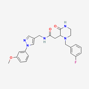 molecular formula C24H26FN5O3 B3798770 2-[1-(3-fluorobenzyl)-3-oxo-2-piperazinyl]-N-{[1-(3-methoxyphenyl)-1H-pyrazol-4-yl]methyl}acetamide 