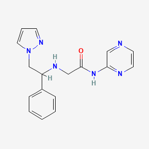 molecular formula C17H18N6O B3798782 2-{[1-phenyl-2-(1H-pyrazol-1-yl)ethyl]amino}-N-pyrazin-2-ylacetamide 