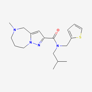 molecular formula C18H26N4OS B3798786 N-isobutyl-5-methyl-N-(2-thienylmethyl)-5,6,7,8-tetrahydro-4H-pyrazolo[1,5-a][1,4]diazepine-2-carboxamide 