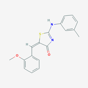 molecular formula C18H16N2O2S B379888 (5E)-5-[(2-methoxyphenyl)methylidene]-2-(3-methylanilino)-1,3-thiazol-4-one 