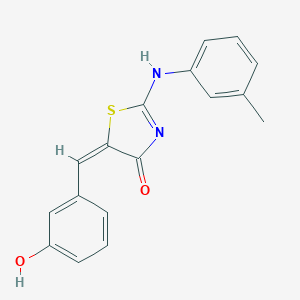 molecular formula C17H14N2O2S B379889 (5E)-5-[(3-hydroxyphenyl)methylidene]-2-(3-methylanilino)-1,3-thiazol-4-one 