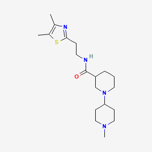 molecular formula C19H32N4OS B3798891 N-[2-(4,5-dimethyl-1,3-thiazol-2-yl)ethyl]-1-(1-methylpiperidin-4-yl)piperidine-3-carboxamide 