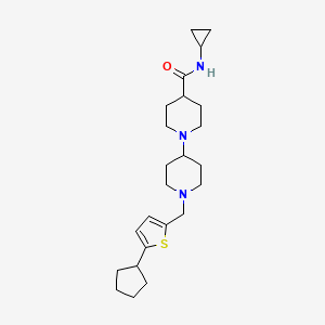 molecular formula C24H37N3OS B3798925 1'-[(5-cyclopentyl-2-thienyl)methyl]-N-cyclopropyl-1,4'-bipiperidine-4-carboxamide 